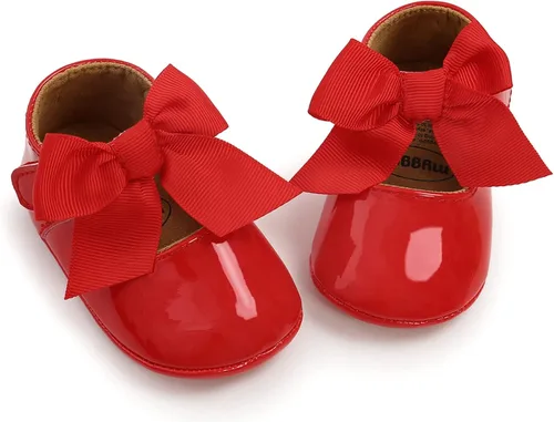 Miniatura 6 de WILLFUN Zapatos planos Mary Jane para bebé niña, diseño floral, vestido de princesa, zapatos de cuna antideslizantes para los primeros pasos