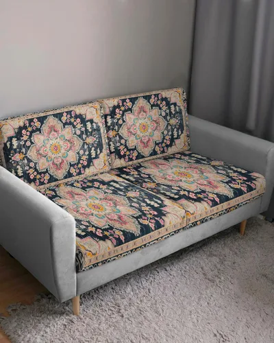 Miniatura 3 de Fundas de cojín elásticas multicolor para sofá, seccional, individual, en forma de T, funda para muebles con parte inferior elástica, estampado