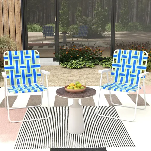 Miniatura 2 de GYMAX Silla plegable, juego de sillas de césped para patio con reposabrazos, paquete de 2 sillas de comedor ligeras para interiores y exteriores