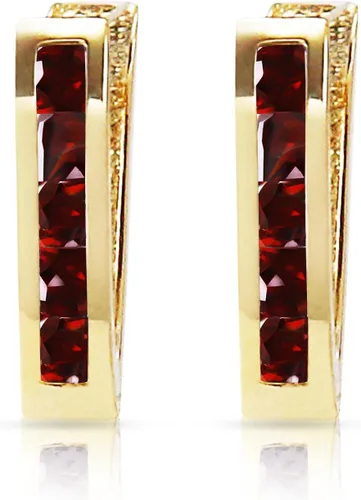 Miniatura 3 de Galaxy Gold GG Pendientes Huggie ovalados de oro macizo de 14 quilates de 1.3 quilates granate, Metal Gema, Granate