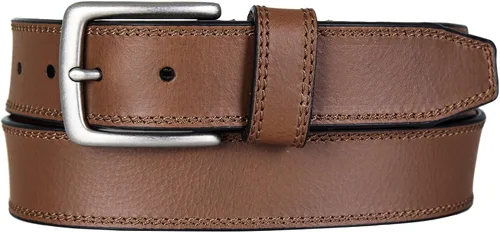 Lucky Brand Cinturón de cuero cosido para hombre Clásico Casual Vestido Todos los días Western Hebilla de metal