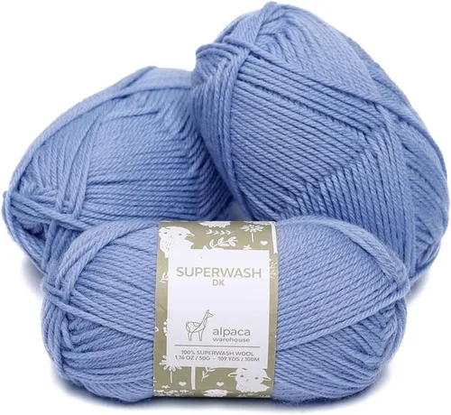 100% lana pura Superwash de Alpaca Warehouse, juego de 3 madejas (150 gramos) de peso DK - Procedencia directa de Perú - Celestialmente suave y