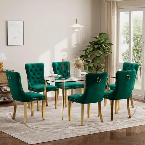 Miniatura 133 de Baysitone Juego de mesa de comedor de vidrio de 51 pulgadas para 4, juego de 5 piezas moderno de comedor, mesa de cocina rectangular de vidrio con 4
