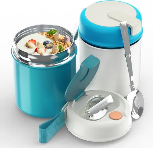Miniatura 9 de Termo para comida caliente para niños, 15.8 onzas, recipiente de sopa a prueba de fugas, tarro de comida aislado de boca ancha con cuchara plegable