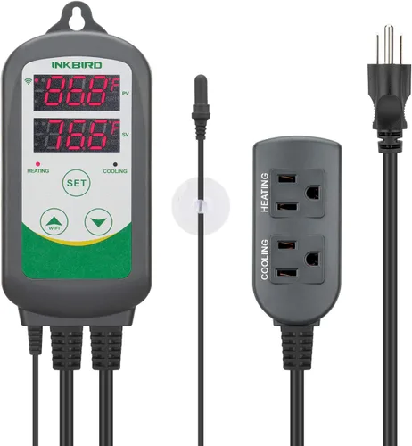 Inkbird WiFi ITC-308 Controlador digital de temperatura Termostato para acuario calentador y enfriador de acuario, con sensor impermeable.