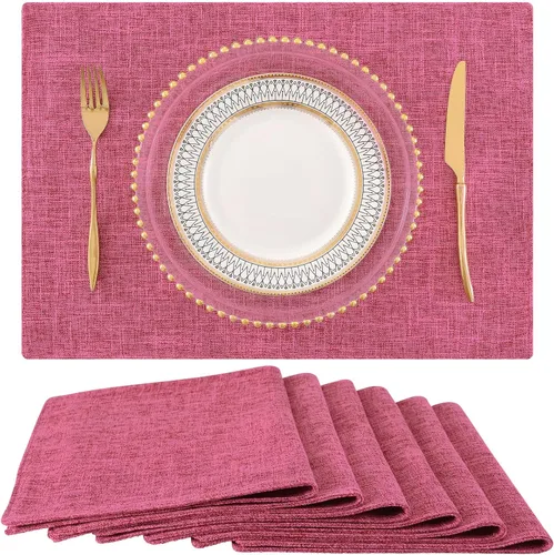 Miniatura 45 de homing - Juego de 4 manteles individuales de algodón y lino, manteles de tela lavables para mesa de comedor de estilo rústico para interiores y Negro