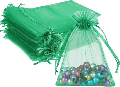 Miniatura 10 de Wudygirl 100 bolsas de organza rosa transparente de 5 x 7 pulgadas con cordón para joyería, bolsas para lápiz labial, baby shower, fiesta, boda