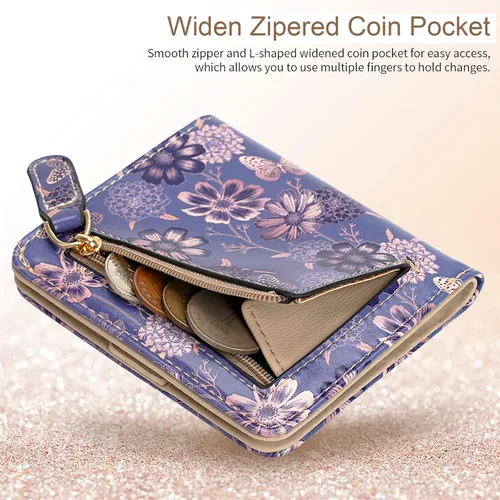 Miniatura 4 de APHISON Billetera para mujer, delgada y pequeña, cartera RFID para mujer, 11-0104, Moda