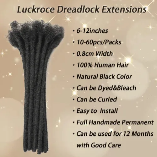 Miniatura 3 de Extensiones de cabello humano con 10 hebras de 6 pulgadas, 100 % hechas a mano, extensiones permanentes de rastas para mujeres y hombres, se pueden