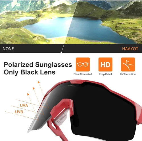 Miniatura 5 de HAAYOT Gafas de sol deportivas polarizadas para hombres y mujeres, jóvenes, béisbol, ciclismo, correr, softbol, ciclismo, 5 lentes Naranja bermellón