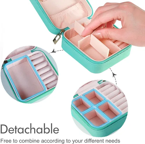 Miniatura 5 de Aoney Estuche de joyería de viaje, organizador de joyas pequeño, cajas de joyería para mujer, organizador de collares, bonita caja de joyería