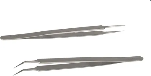 Miniatura 3 de Pinzas, juego de 5 pinzas de precisión, kit de pinzas largas de acero inoxidable antiestáticas para electrónica, trabajo de laboratorio, fabricación