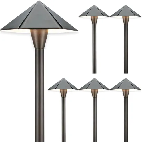 Miniatura 26 de Gardenreet Luces de camino de bajo voltaje de latón, luces LED de camino de paisaje, luces de patio al aire libre impermeables IP65, 12 V con cable