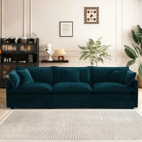 Miniatura 90 de Sofá seccional modular convertible de 76.7", sofás de dos plazas de chenilla con asiento profundo y cojines tipo loveseat para sala de estar, Beige