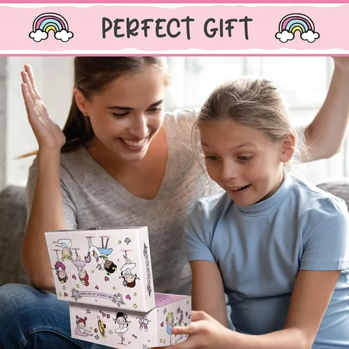 Miniatura 6 de Joyero musical de bailarina para niñas, joyero que brilla en la oscuridad, joyero organizador con collar de corazón y juego de pulsera, bonita caja