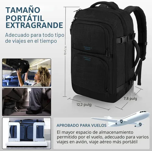 Miniatura 5 de Dinictis Mochila de viaje para laptop de 40 L para hombres y mujeres, compatible con cuaderno de 17 pulgadas, mochila de maleta aprobada para vuelo