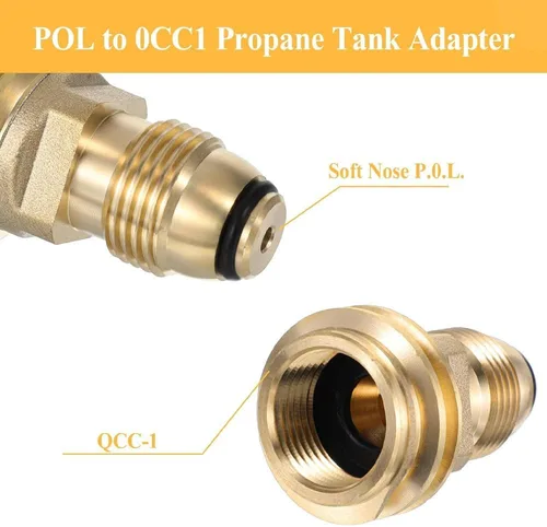 Miniatura 6 de Adaptadores de tanque de propano que convierten la válvula de servicio POL del tanque LP a QCC1 latón sólido ajuste universal (paquete de 2)
