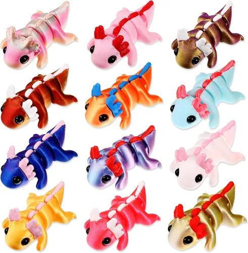 Miniatura 25 de Honoson 12 piezas de animales impresos en 3D 3D mini animales flexibles y articulados pequeños para aliviar el estrés de mascotas, para adultos