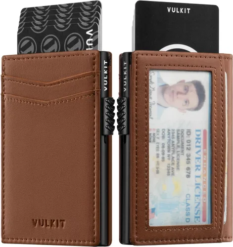 Miniatura 63 de VULKIT Billeteras delgadas para hombre, con bloqueo RFID, diseño minimalista con capacidad para hasta 11 tarjetas, Negro -, Minimalista