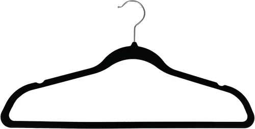 Miniatura 2 de Paquete de 10 perchas con revestimiento de goma antideslizante, ahorro de espacio, duraderas, suaves, para ropa, perchas negras para armario, Negro