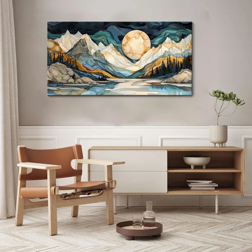 Miniatura 3 de JEAWA Arte de Pared en Lienzo Grande - Pintura Abstracta de 24x48 Pulgadas en Tela, Imágenes Texturizadas de Montañas como Regalos para Amigos