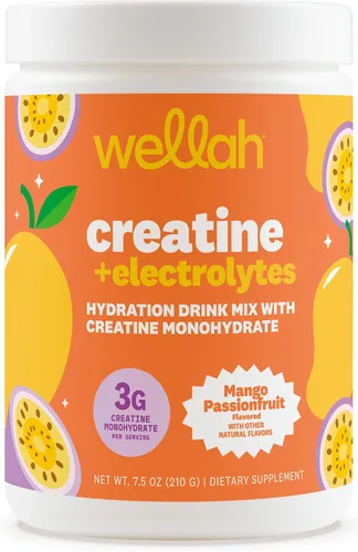 Miniatura 13 de Wellah Creatina + electrolitos en polvo (Blue Hawaii) 30 porciones - Mezcla de bebida de hidratación con 0.11 onzas de monohidrato de creatina