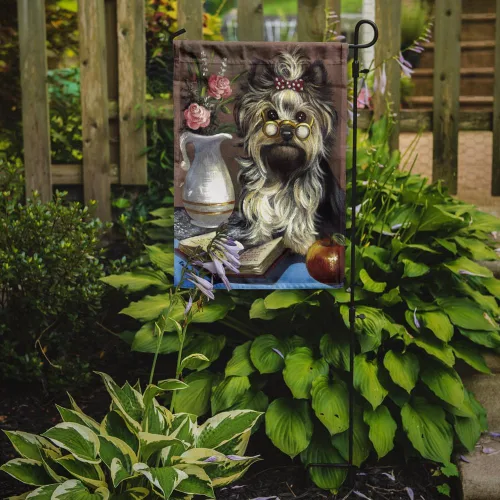 Miniatura 332 de Caroline's Treasures PPP3090GF - Bandera decorativa para jardín de bulldog inglés y otoño, para exteriores, patio, flores, tamaño de jardín