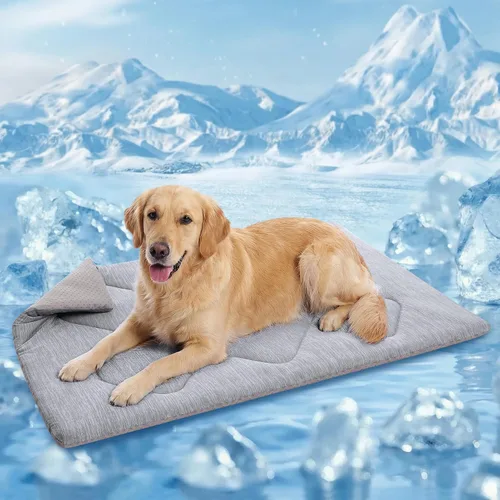 Miniatura 15 de Queenmore Tapete refrescante grande para perros, cama plana portátil para mascotas para perros y gatos, tapete antideslizante para dormir para Azul