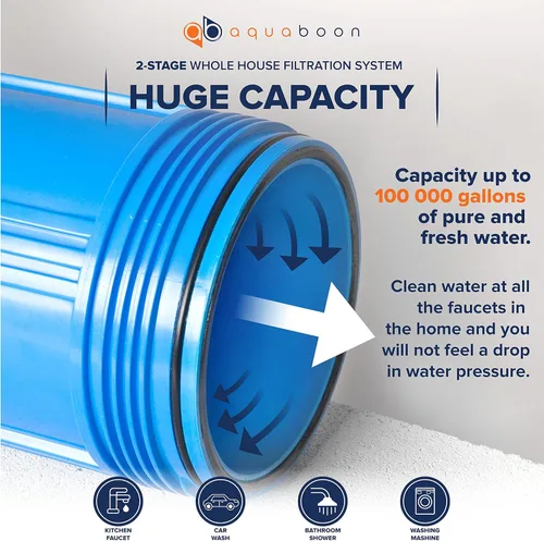 Miniatura 7 de Sistema de filtrado de agua de 2 etapas para todo el hogar que reduce el cloro y los sedimentos, 20 x 4.5 GAC y filtros de sedimentos incluidos
