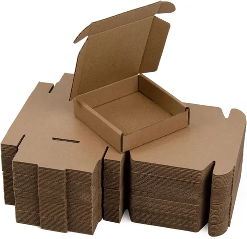 Miniatura 19 de SUNLPH - Paquete de 50 cajas de envío pequeñas de 4x4x1 pulgadas, cajas de cartón corrugado negras, caja de embalaje para mudanza y envío Negro