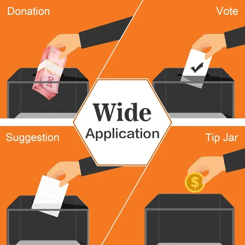 Miniatura 8 de KYODOLED Caja negra para donaciones para recaudación de fondos, caja de sugerencias con cerradura y llave, caja de rifas para boletos con soporte