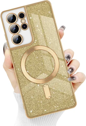 Miniatura 24 de Newseego Funda ultra magnética para Samsung Galaxy S22, funda de lujo con purpurina para mujeres y niñas, protección completa de la lente de la Negro