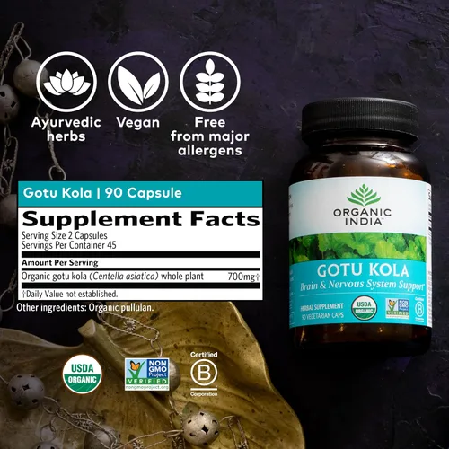 Miniatura 6 de Cápsulas de Gotu Kola de Organic India (90 cápsulas)
