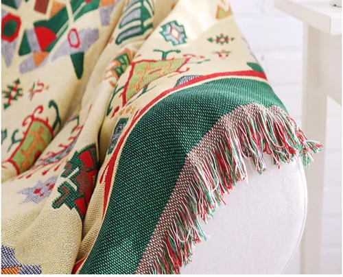 Miniatura 5 de MIFXIN Manta de felpilla jacquard de 35 x 82 pulgadas, manta tejida de algodón de doble cara con borlas decorativas, manta ligera y suave para cama