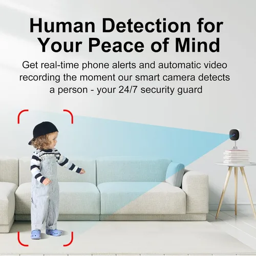 Miniatura 6 de EVERSECU Cámara de seguridad magnética 2K para el hogar, visión nocturna, cámara compacta para mascotas con aplicación de teléfono, detección