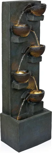 Miniatura 11 de Alpine Corporation GIL1482 - Fuente de agua de piedra envejecida de 3 niveles para exteriores de 41 pulgadas con aspecto de piedra natural, Gris