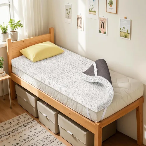 Miniatura 12 de SyMax Cubrecolchón de espuma viscoelástica, con infusión de gel, transpirable, para dormitorio, certificado CertiPUR-US, 3 pulgadas