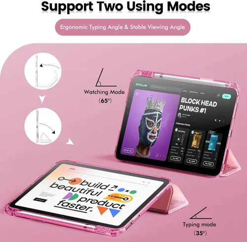 Miniatura 8 de INFILAND Funda compatible con iPad A16 de 11ª generación de 11 pulgadas 2025, funda para iPad de 10ª generación de 10.9 pulgadas, cubierta con Flor