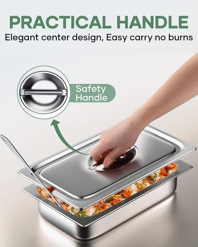 Miniatura 3 de WantJoin Steam Table Hotel Pan Lids Cover 6 Pack for Stainless Steel Metal Tray Sets Food Storage Container Restaurant Catering Supplies Chafing