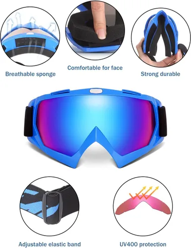Miniatura 2 de KEMIMOTO Gafas de motocross y ATV/UTV con protección anti UV Lente azul-azul