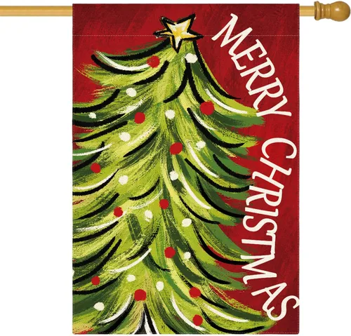 Miniatura 9 de AVOIN colorlife Bandera de Jardín de Feliz Navidad de 12 x 18 Pulgadas, de Doble Cara, para Navidad, Árbol de Navidad, Invierno, Vacaciones, Bandera
