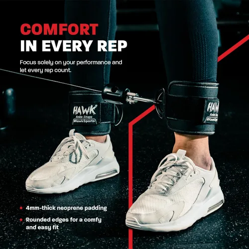 Miniatura 3 de Hawk Sports Correas de tobillo para máquinas de cable para entrenamientos mejorados de glúteos, piernas y otros entrenamientos de la parte inferior
