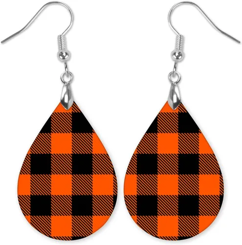 Miniatura 60 de Dangle Earrings for Women Colorful Dangling Drop Statement Jewelry Printed MDF Wood Teardrop Double Side Print Handmade by The Painted Pug