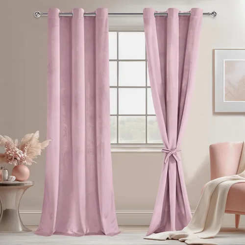 Miniatura 24 de JIUZHEN - Cortinas de terciopelo gris de 63 pulgadas opacas para sala de estar - Cortinas gruesas de terciopelo con ojales para ventana