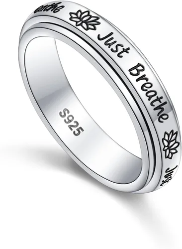 Miniatura 11 de Anillos giratorios S925 de plata de ley para aliviar la ansiedad, la preocupación, el aburrimiento, TDAH, autismo, banda para mujeres y adolescentes