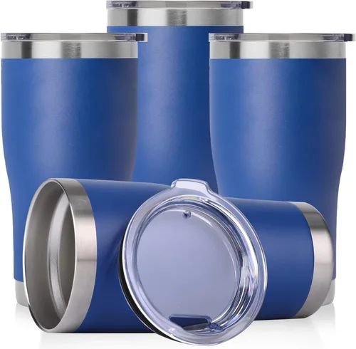 Miniatura 34 de DOMICARE vaso de doble pared con aislamiento al vacío, 20 onzas, con tapa, vaso de viaje de acero inoxidable, vaso de café con recubrimiento