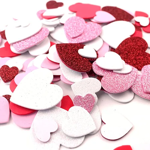 Miniatura 5 de 60 calcomanías de espuma de corazón, autoadhesivas, para el día de San Valentín, con purpurina, rojo, rosa, blanco, corazones de espuma
