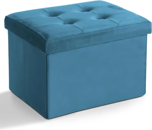 LINMAGCO Taburete otomano plegable de almacenamiento, reposapiés de terciopelo con acolchado moderno otomano con almacenamiento para sala de estar,