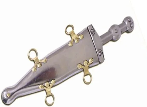 Miniatura 2 de Daga romana Pugio Soldados del siglo III armadura de arma lateral como espadas romas llanas con sarna de chips de oro
