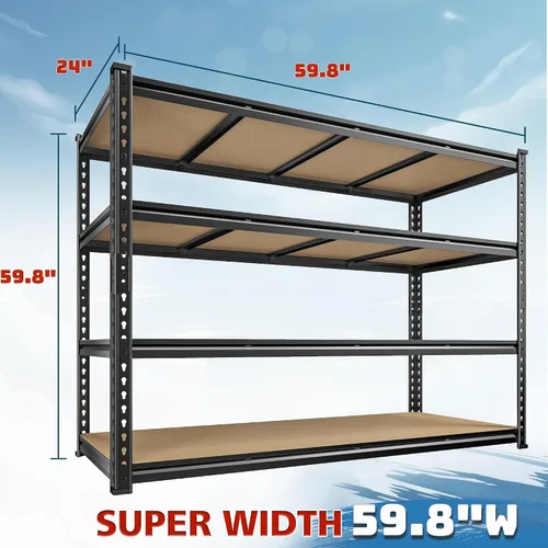 Miniatura 2 de DurayLoly Estantería de metal de 59.8 pulgadas de ancho de 59.8 pulgadas de alto, estantes de almacenamiento de 2200 libras, estantes de metal
